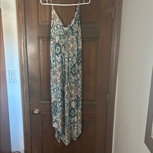 Elegant Blue Patterned Maxi Dress